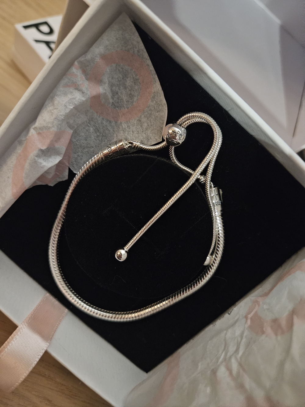 Pandora Silver Adjustable Snake Chain Bracelet